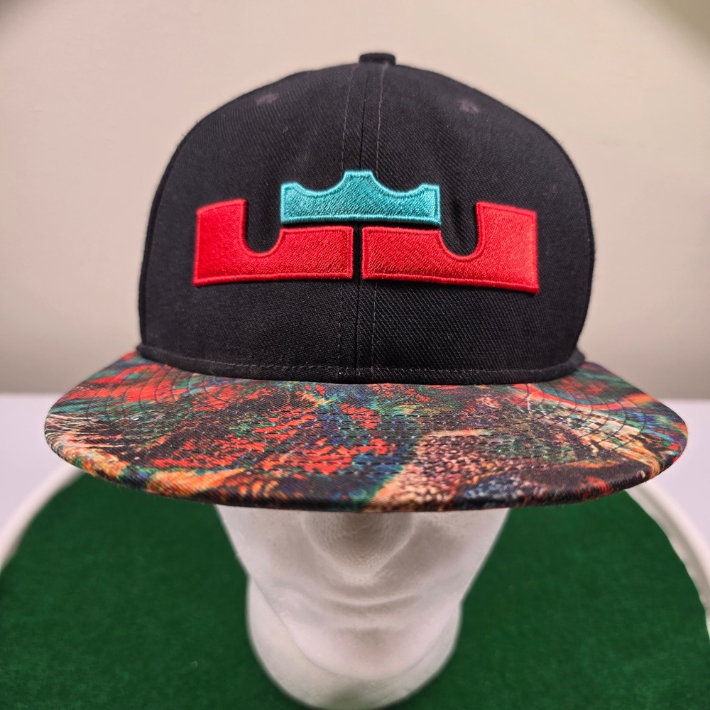 Nike True LeBron James Snapback Hat Black Multicolor Flat Brim Crown Logo Cap